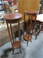 (2X) CHERRY INLAID TIERED PLANT STANDS