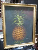 FRAMED PINEAPPLE ON CANVAS BY M MORGAN