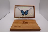 Silver Cloisonne Butterfly Necklace