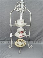 Tea Cup Rack & Bone & Limoges Tea Cup/Saucer Sets