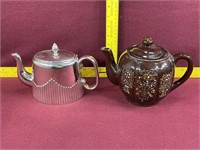 Silver plated  & Porcelain Tea Pots