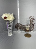 Wire Rooster Candle Holder, Wire vase