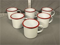 Red Rim Enamelware Mugs