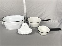 Black & White Enamel pans and tub