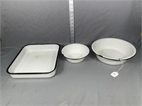 B&W Enamel pan, bowl and wash bowl