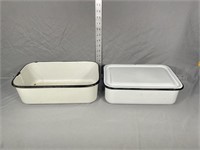 Black & White Enamel Pans and lid
