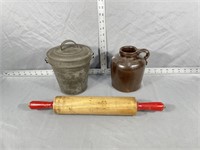 Vintage pudding mold & Crock jug