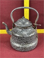 vintage gray enamelware teapot