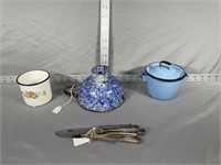 vintage enamelware funnel and more