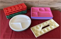 Plastic divided plates and ice trays