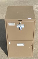 Two drawer metal file cabinet with lock and key