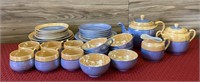 Blue & gold lusterware desert tea set