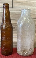 Vintage bargs root beer bottle & milk bottle