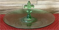 Vintage green glass serving tray