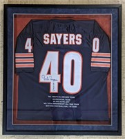 Framed & Autographed Gale Sayers Jersey