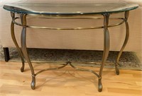 Iron and Glass Sofa Table Demilune