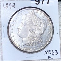 1892 Morgan Silver Dollar UNCIRCULATED PL