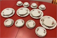 22 pcs Vintage Rose Pattern Fine China-Japan