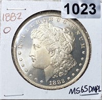1882-O Morgan Silver Dollar GEM BU DMPL