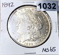 1892 Morgan Silver Dollar GEM BU