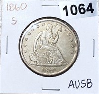 1860-S Seated Liberty Half Dollar CHOICE AU