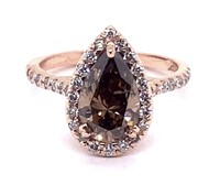 14k Rose Gold 2.18 cts Champagne Diamond Ring