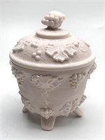 Vintage Pink Milk Glass Covered Candy Dish