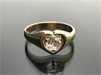 14k Gold Enamel Heart Ring