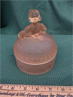 Satin Glass Girl On Top Powder Jar