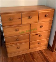 9 drawer small dresser - all natural pine wood.