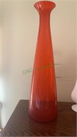 Extra large orange glass vase measuring 29