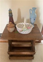 Side table with a lighthouse nightlight, ceramic