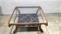 Glass Top & Inlaid Marble Coffee Table M11C