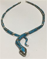 Sterling Turquoise Snake Necklace