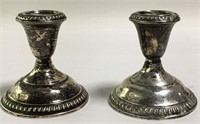 Pair Of Empire Sterling Weighted Candle Sticks