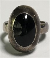 Mexico Sterling Silver Black Onyx Inlaid Ring