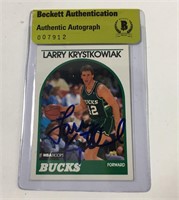 Larry Krystkowiak  Autographed Card, Nba Hoops