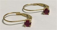 14k Gold And Ruby Earrings