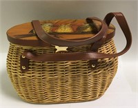Wicker Basket Owl Design On Lid