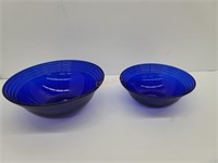 Pair of Cobalt Blue Rubbed Mixing Bowls