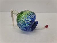 Hanging Blown Art Glass Humming Bird Feeder