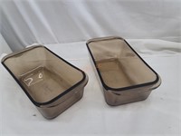 Pair of Amber Pyrex Loaf Pans Bread Dishes