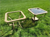 Pair of Metal Based Glass Top Side Tables
