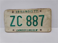 1977 Illinois License Plate Land of Lincoln