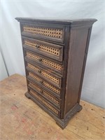 Vintage 7 Drawer Cane Front Chest