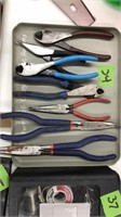 TRAY LOT OF ASST PLIERS AND WIRE CUTTERS