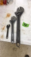 3 ADJUSTABLE WRENCHES BY PROTO