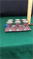 METAL TRAY AND 6 METAL SMALL SHOT CUPS