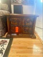 End table with walnut finish