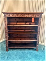 Antique 1920's European Oak carved front bookcase